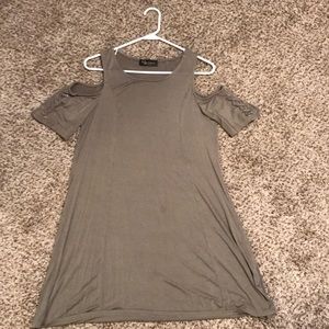 Olive green off the shoulder dress
